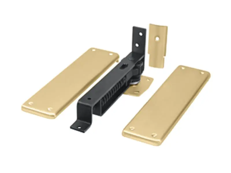 Deltana DASH95U4 Double Action Spring Pivot Floor Hinge - Solid Brass Self-Close Door Hardware, Floor Mounting, Cover Plates Compatible, Satin Finish, Spring Hinge