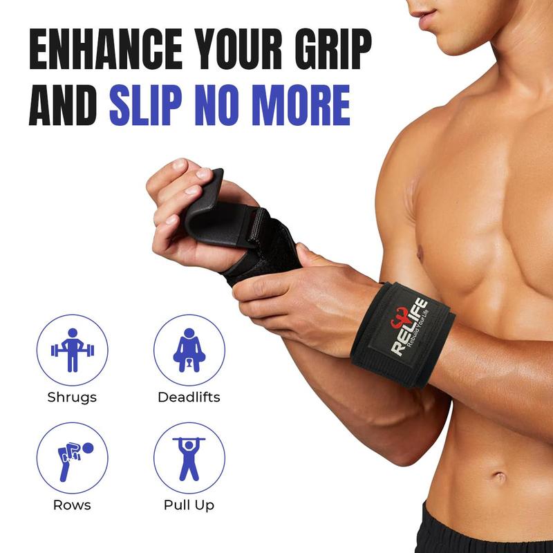 Relife Weight Lifting Straps (Pair), Gym Fitness Hooks, Weightlifting Grips, Sports Training Straps for Deadlifts, Pull-Ups and Gym Workouts, Wrist Protector for Power Lifting