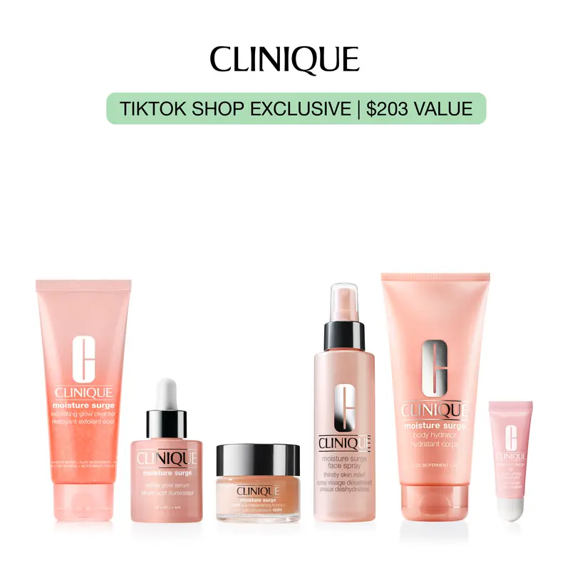 [Clinique] Moisture Surge Head to Toe Collection | Skincare | Hydrating | Gentle | Brightening | Hyaluronic Acid | Vitamin C | Fragrance Free | 6-piece