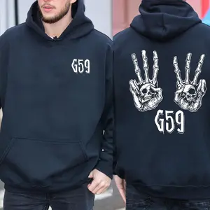 G59 Skull 2 Sided Graphic Hoodie Fleece Fabric Casual Hooded Sweatshirt Trendy Tops Perfect Gift