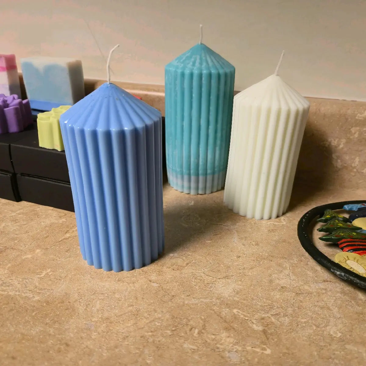 Pillar Candle - Decorative Candle in Assorted Colors, Sea Salt Candle for Home Decor and Ornaments
