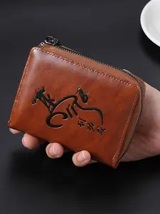 New Men's Short Pop-Up Card Wallet, Fashion Horse Pattern, Vertical Multi-Function Multi-Card Slot ID Holder, Gift for Boyfriend/dad