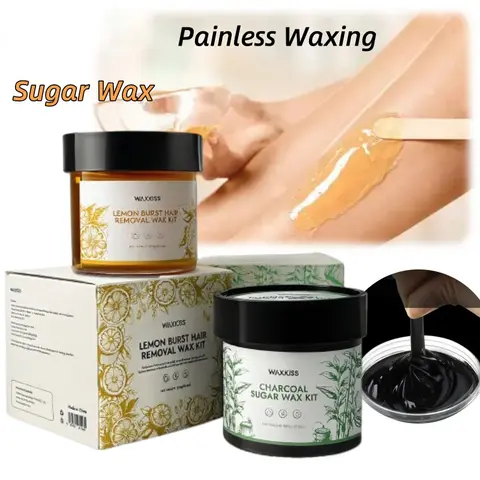 300g All Natural Waxing Kit - Vegan, Hypoallergenic, Irritation-Free No-Heat Hair Removal Product with 2 Rubber Spatulas, 12 Reusable 100% Cotton Strips, Pre-Wax Cleanser, Sugar Paste for Sensitive Skin Smooth Body Care