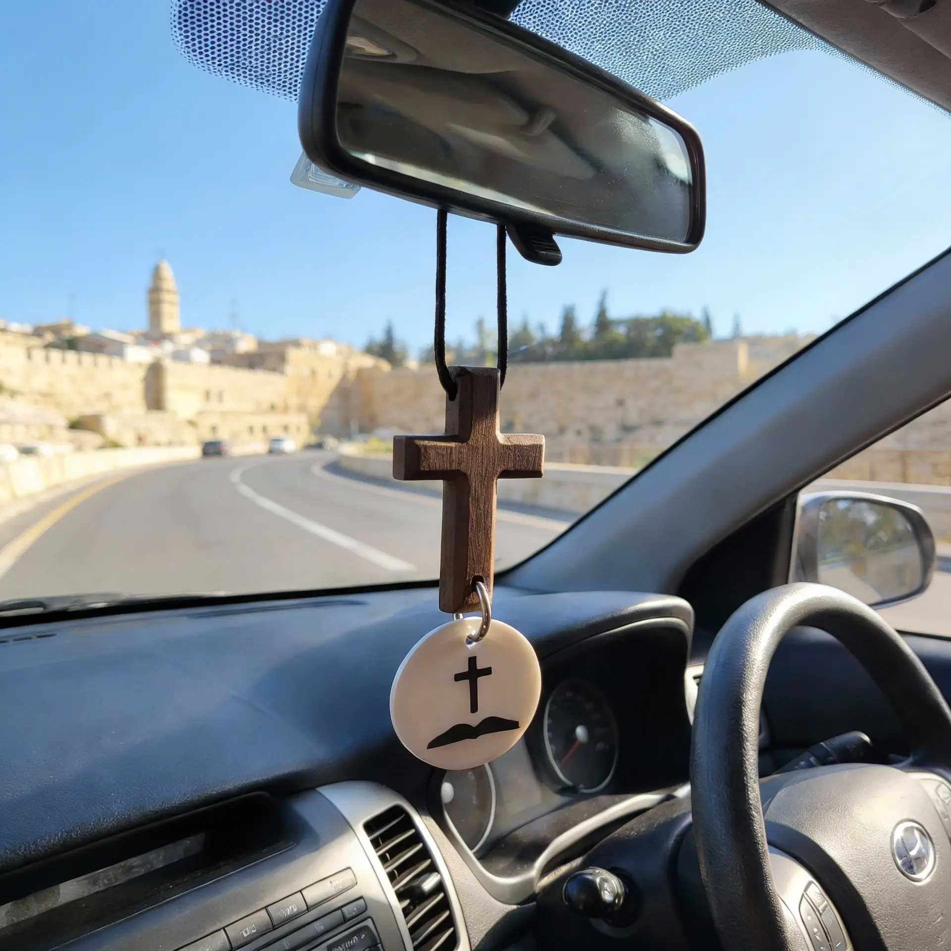 Cross for Car Mirror Hanging ChristianGifts for Men, Women, Bible Study -Scan Phone for Daily Bible Verse CarRearview Decor Accessories, JesusXmas Ornament Easter Religious Gift, Decoration