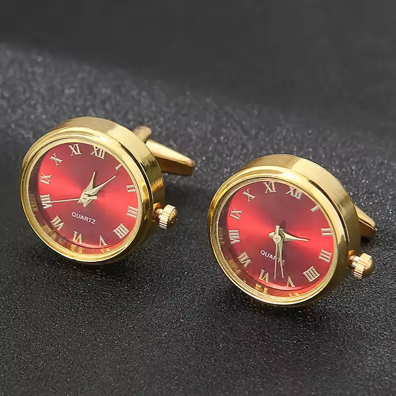 Luxury Rotatable Watch Cufflinks – Gold & Silver Men’s Business Accessory