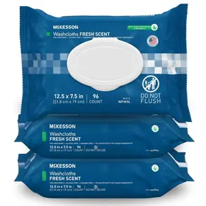 McKesson Washcloth Wipes, Scented (3 Pack, 288 Washcloths) Disposable Wet Wipes for Adults