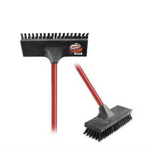 Libman Floor Scrub Brush Red Steel Handle Polypropylene Block Width 10.5 in.