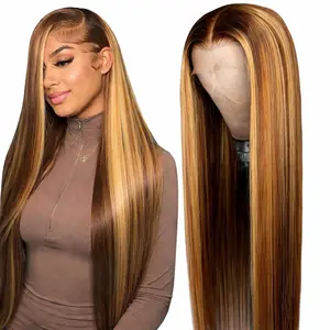 ERQQ Synthetic Wigs 13x6 HD Lace Wear And Go Synthetic Pre-Plucked Straight Beginners Friendly Vivid Clean Hairline with Tiny Knots Premium Fiber Self Growing Clean Hairline with Tiny Knots Natural 30Inch 200% Density 4/27