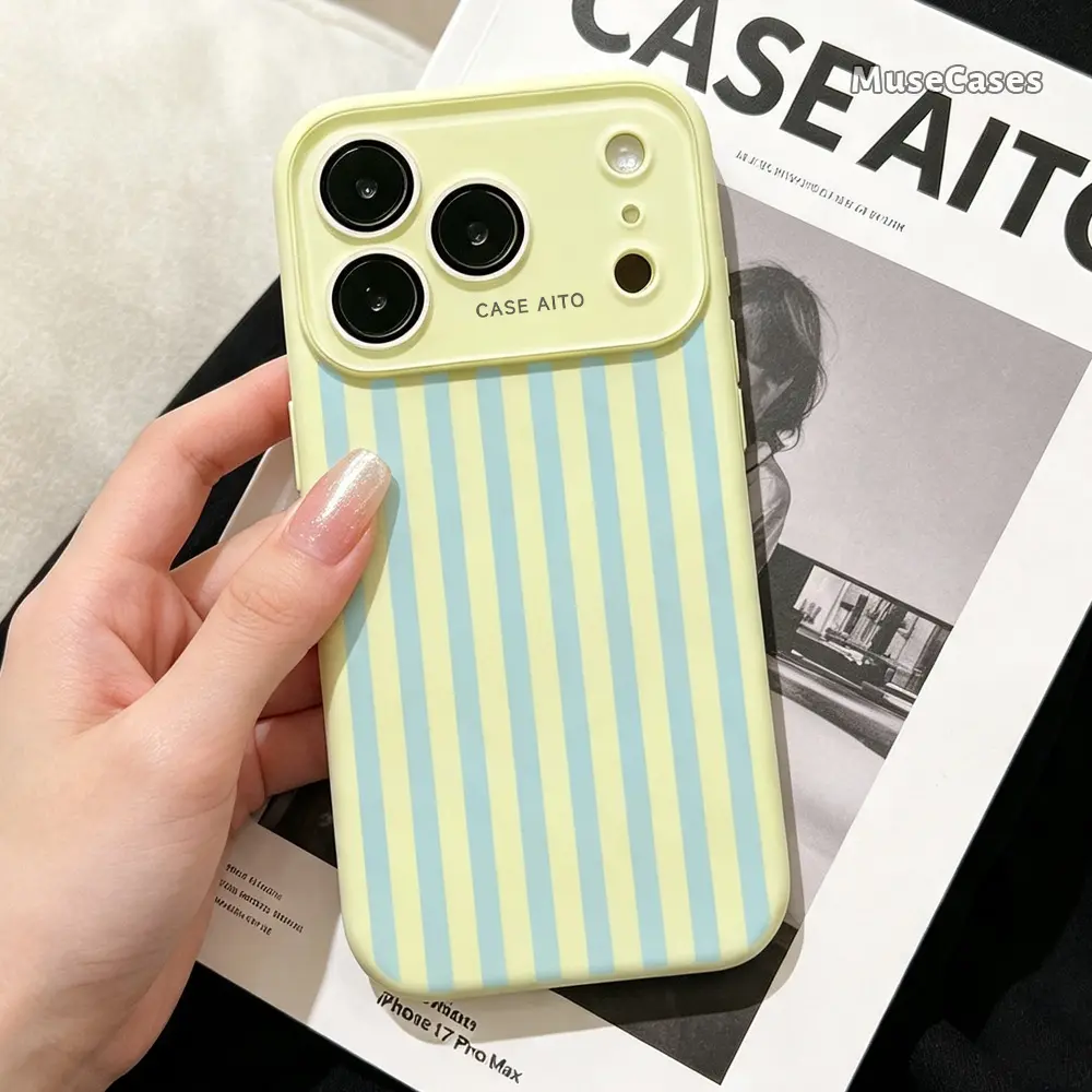 Pastel Stripe Glossy TPU Phone Case for iPhone 17/16/15/14/13/12/11 Pro Max Plus Air, Cute Soft Shockproof Protective Mobile Phone Accessory, Ideal Gift SCFYG260729005, Accessories