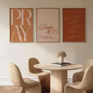 Set of 3 Bedroom Art, Neutral Religious Decor, Minimalist Girl Room Decor, Bible Verse Scripture Poster, Christian Print