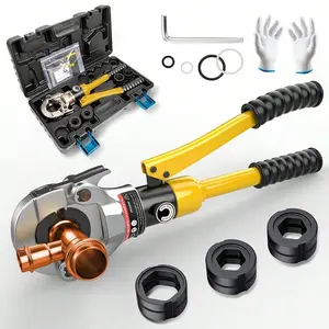 Hydraulic Crimping Tool – 360° Rotate Copper Press Tool with 1/2", 3/4", 1" Fittings, One-Click Open, Ideal for Copper Pipe, Narrow Spaces, and Tee Fittings