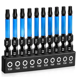 10-Pack T20 Torx Bit 2 Inch, Professional-Grade T 20 Torx  Bits for Impact Driver,   Design, S2 Alloy Steel with 1/4'' Hex Shank & CNC - Machined Tips