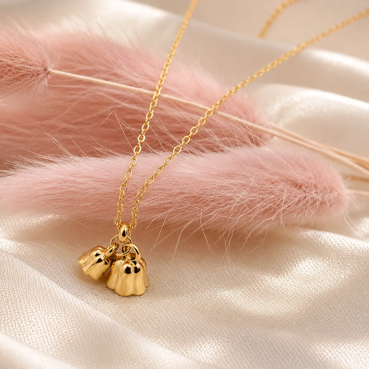18K Gold Plated Lily of the Valley Charm Necklace | Waterproof Tarnish Resistant Minimalist Pendant Necklace | Everyday Gift for Women