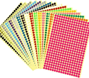 6528 Pieces Colored Dot Stickers, 1/4" Small Color Labels Coding Circle Round Coding Dot Labels Stickers 20 Colors for Office, Classroom