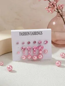 20pcs Women's Fashion Pearl Zircon Ear Studs, Daily Wear Earrings, Earrings Set, Trendy Jewelry for All Seasons, Perfect Gift Idea