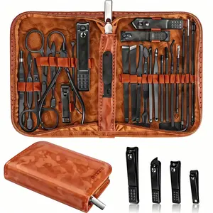 26 Piece Professional Manicure Set Stainless Steel Nail Clipper Kit Complete Nail Care Tools with Luxury Travel Case