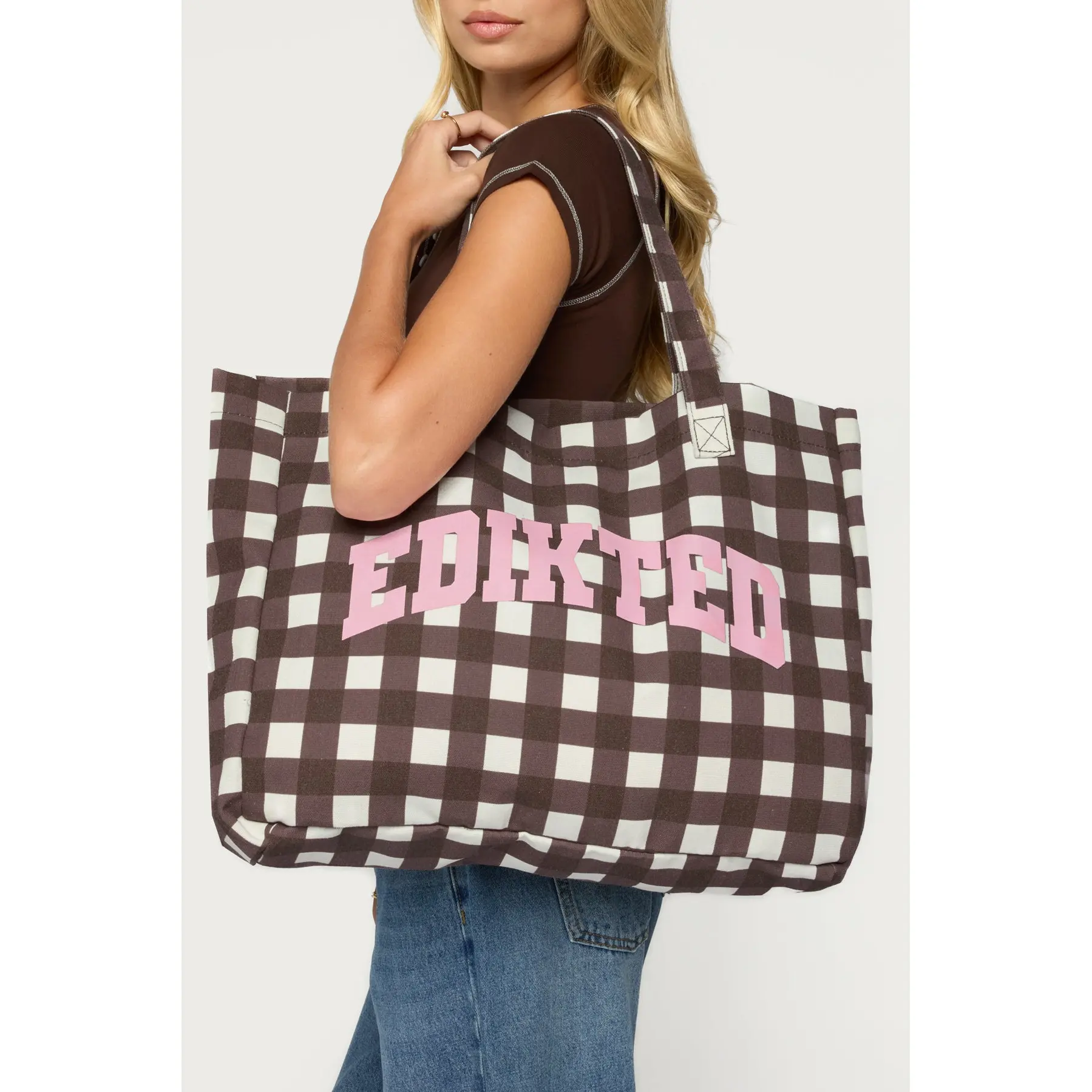 Edikted Gingham Tote Bag