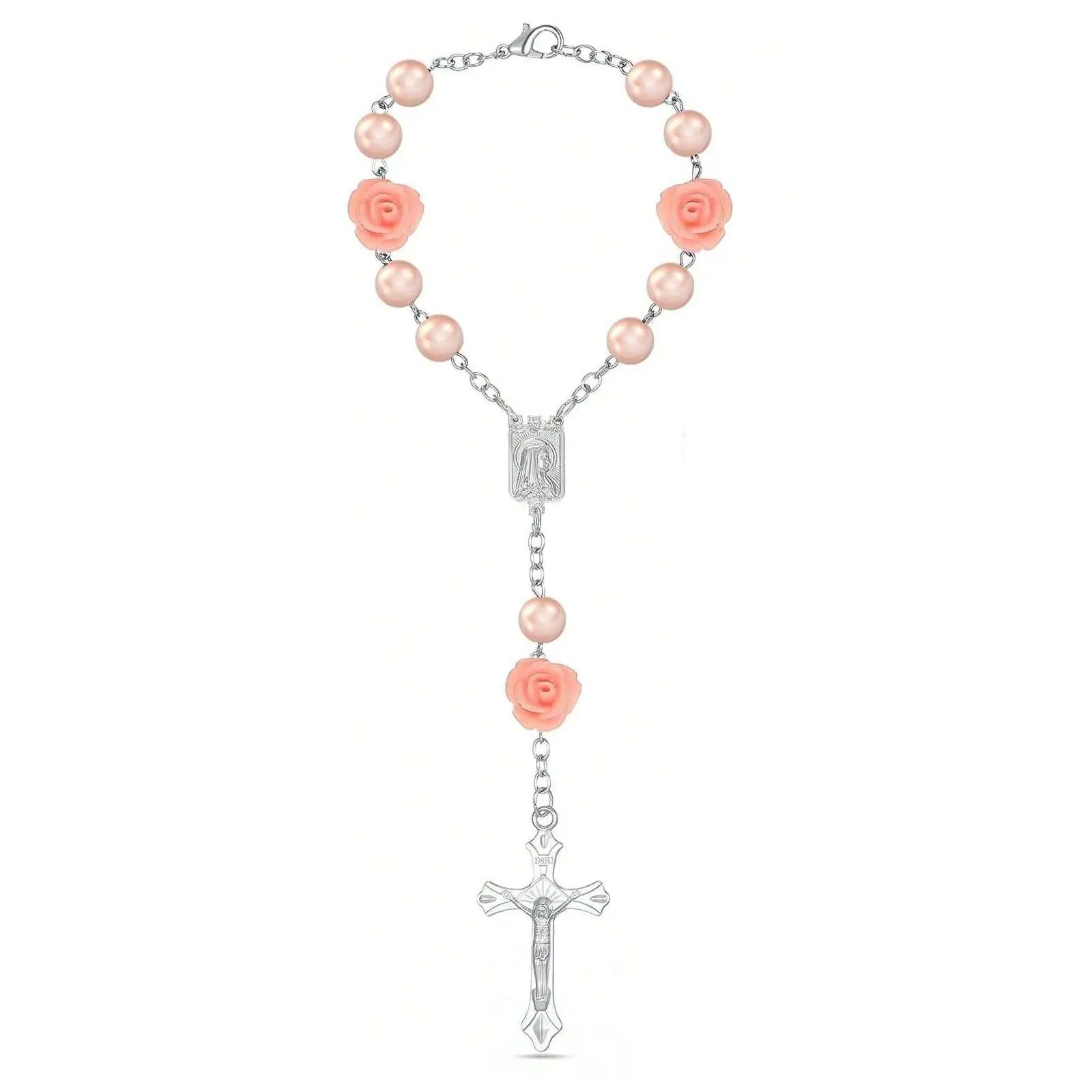 Car Rearview Mirror Hanging Decoration, Beads & Cross Hanging Accessories for Interior Decors, Universal Car Interior Accessories