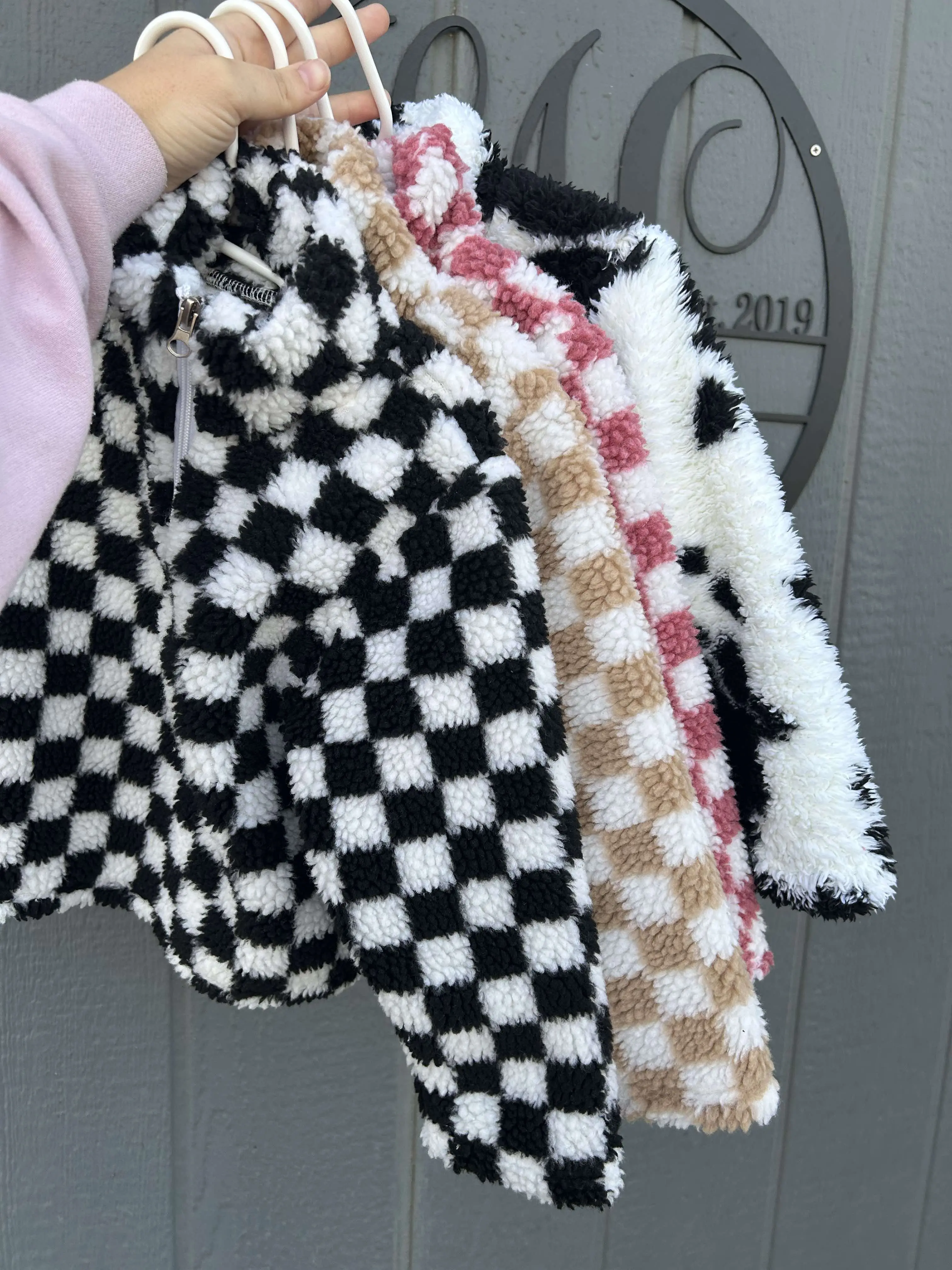 checkered sherpa pullover, 1/4 zip up sweatshirt comfy, fall sweater