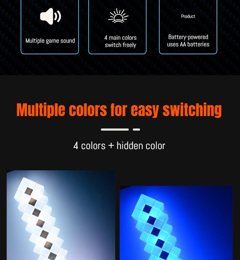 LED Light-Up Enchanted Sword Pixel Life-Size Role-Play Toy Costume Accessory Inspired by Video Game