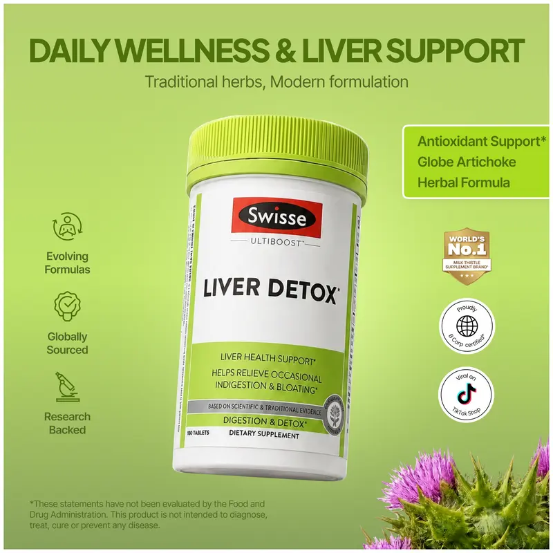 Swisse Liver Cleanse Detox & Repair, Liver Detox & Liver Support Supplement for Liver Health, Milk Thistle with Turmeric & Artichoke, 180 Tablets Daily Liver Supplement Herbal Detox Capsules Liver Detox Bundle Natural