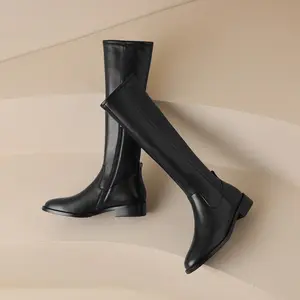 Women's Round-toe Mid-heel Knee-high Riding Boots
