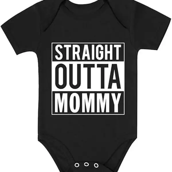 Tstars Funny Baby Bodysuit 0-24M | Straight Outta Mommy; Daddy Is My Hero; You Can Do This Dad; Little Ass Kicker; Baby Tux; | Unisex Boy Girl Baby Gift