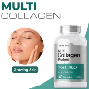 Multi Collagen Protein 2000mg Capsules with Hydrolyzed Collagen Types I, II, III, V & X for Skin, Hair, Nails and Joint Support, 180 Capsules