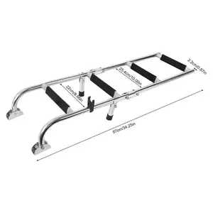 4 Steps Marine Deck Ladder Stainless Steel Telescoping Two-Step Fold Down Ladder Boat Ladder Boarding Ladder ,gray tee holder