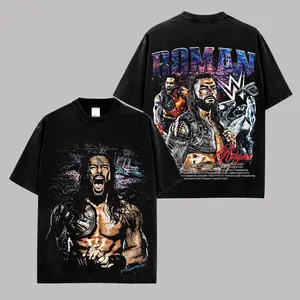 Roman Reigns WWE Tribal Chief Graphic Premium Cotton T-Shirt For Wrestling Fans, Head of the Table Roman Reigns Shirt, Bloodline Champion Retro Wrestler Fan Tee, Roman Empire Collector Gift Shirt