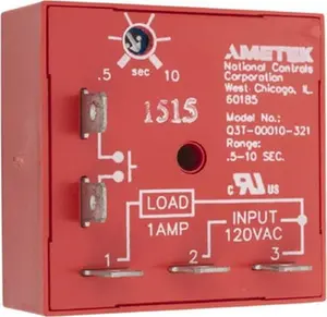 NCC 5 Pin, Time Delay Relay 1 at Resistive or Inductive Load Contact Amp, 120 VAC, On Board Trimpot Q3T-00010-321