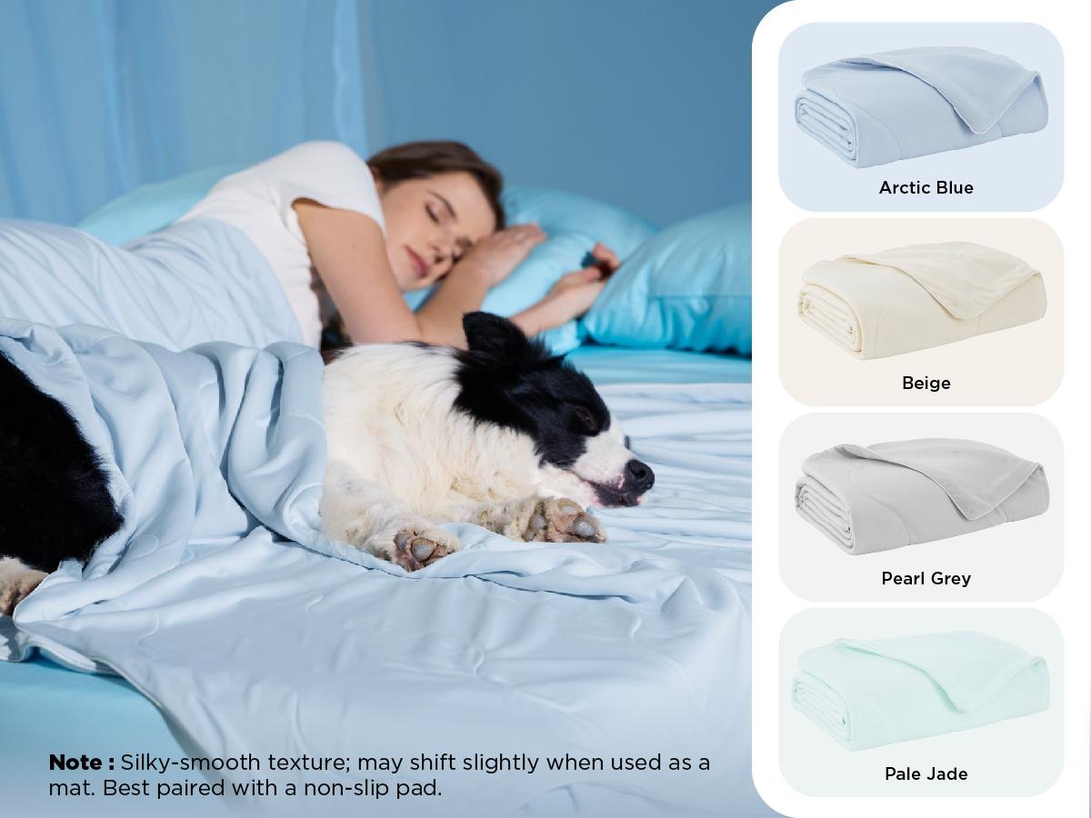 Bedsure Premium Cooling Lightweight Blanket for Pet - Q-MAX>0.4 Breathable Summer Washable Cold Pet Throw Blanket, Soft Durable Self Cooling Cat Dog Mat for Hot Weather