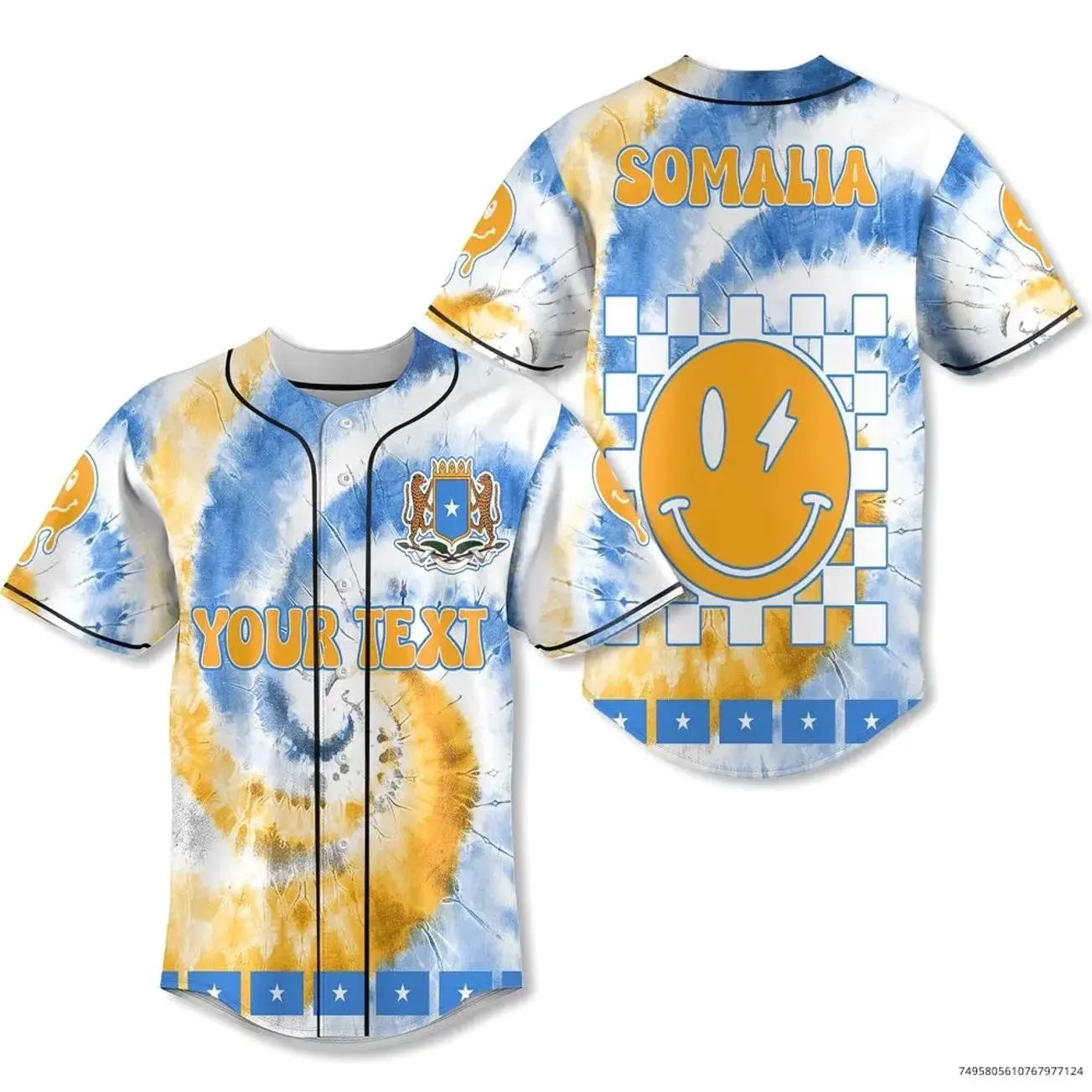 Somalia Baseball Jersey Custom Tie Dye Style