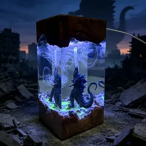 GoziIIa Resin Lamp Handmade Monster Atomic Breath Resin Night Light Multi-color Decoration Desk Lamp Cool Bedside Night Light Unique Attractive Desk Ornaments, Game Bedroom Bar Coffee Shop Decor, Surprise Gift for Boyfriend Festivals Birthday