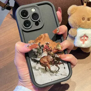 Featuring a Vintage Western Pattern Case for iPhone 16 15 14 Pro Max 13 12 11 XR XS Plus Shockproof Non Slip Military-Grade Protection Silicone Cover