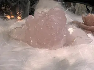 Rose Quartz Carving: Rose of Love - Elegant Floral Design - Ideal for Home Decor