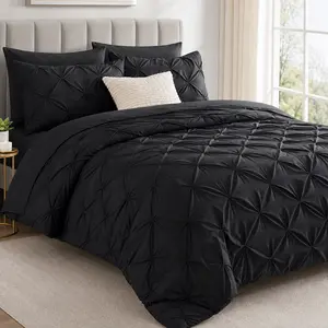 JOLLYVOGUE 7 Pieces Queen Comforter Set, Seersucker Bed in a Bag King Size, All Season Luxury Bedding Set with Comforter, Flat Sheet, Fitted Sheet, Pillowcases & Shams #Summervibes