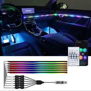 Car Ambient Lights, 16 Million Color Interior Lighting Kit, Wireless App-Controlled for All Car Models, Different Modes and Settings