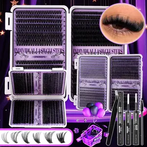 9–16mm DIY Lash Cluster Set, Individual Lash Clusters, Individual False Eyelash, 640-Piece Ultra-Soft Wispy Volume, Tapered Cat-Eye 10D–100D Mixed Density with Glue & Tweezers, Prefer for Daily, Date Makeup