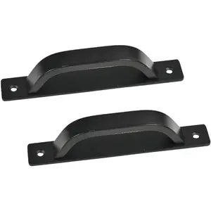2Pcs 5inch/128mm Black Barn Door Handles, Cupboard Hardware Pull for Wardrobe Drawer Closet Dresser Knobs (Black)