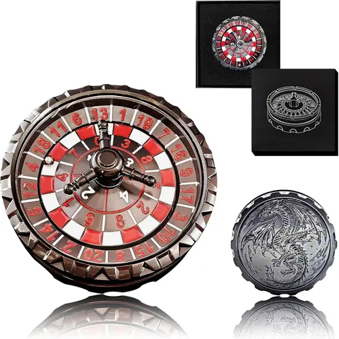 DKD Roulette Dice Spinner – 1pc Metal DND Spinner with 3D Relief | Mechanical DND Dice with Gorgeous Gift Box for Rolling Game(D20)Perfect Easter Gift