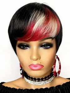 Short Pixie Cut Wig with Bangs, Remy Human Hair, Full Machine Made, Stylish & Natural Look, Perfect for Everyday Wear, Human Hair Wigs