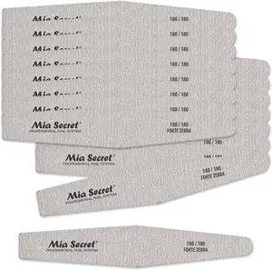 Mia Secret Forte Zebra Diamond Nail File - Blue Center, 50-Pack, Gel Nail Care Tool for Manicure & Salon Use, Gentle, Nail Tech