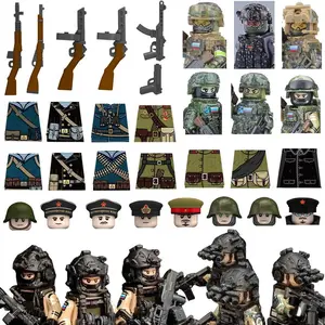 WWII Military Soldier Building Blocks Figures UK USA Soviet Accessories SWAT Special Forces FSB Helmet Shield Gun Gift Toys Z005 popular