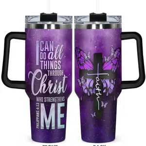 40oz Tumbler, 1pc Gift, Drinkware Tumbler, Vacuum Insulated Tumbler, Stainless Steel Cup, Purple starry sky background, Gifts for christian, Any Occasion: Birthdays, Holidays, or Special Moments for Family, Friends, or Coworkers