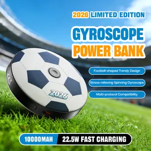 Soccer Spinner Power Bank 10000mAh 22.5W Fast Charging Portable Charger Stress Relief Fidget Toy