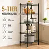 SUOERNUO Hangable Open Display Shelf - 5-Tier Reinforced Iron Rectangle Storage Organizer Rack with 5/6-Wire Design, Adjustable Feet for Uneven Floors, Storage Organization for Garage, Kitchen, Bedroom, Collector Display