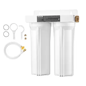 VEVOR RV Water Filtration System, 2-Cartridge Water Filter System for Campers, Remove Sediments, Chlorine, Bad Tastes, Odors, and Most Contaminants, RV Filter for RVs, Boats, Vans