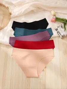 Women's 5-Pack Comfortable Breathable Triangle Panties, Soft Skin-Friendly Daily Wear, Slim-Fitting Casual Underwear for All Seasons, Breathable Seamless Knicker, Seamless Panty