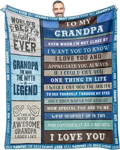 Grandpa Blanket Gift for Grandpa from Granddaughter, for Grandfather Who Wants Nothing, to My Grandpa Soft Blanket, Fathers Day Birthday Present for Grandpa 50" x60''
